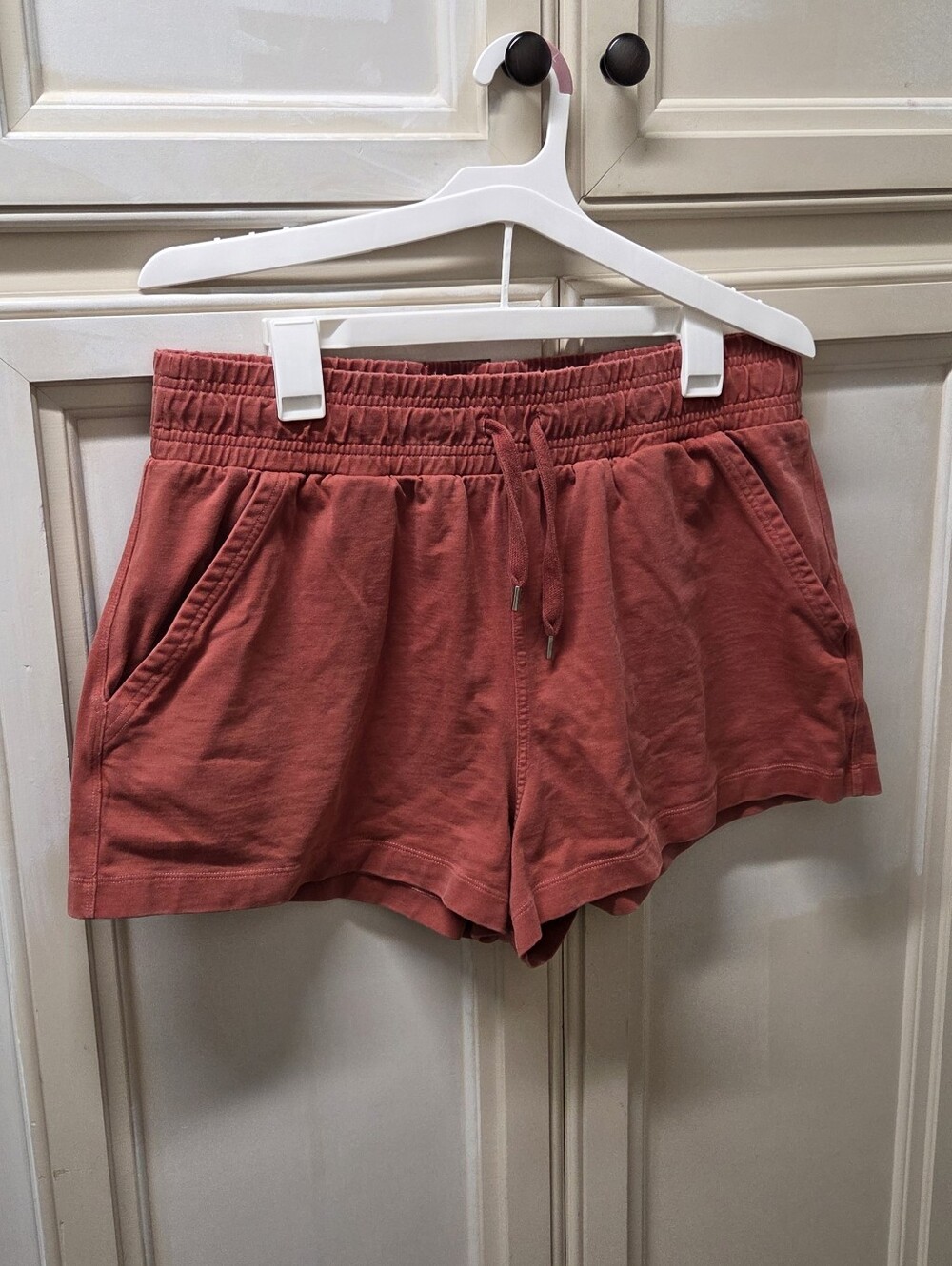 Calia Women's Casual Drawstring Athletic Shorts in Rose Orange Sz L 100% Cotton
